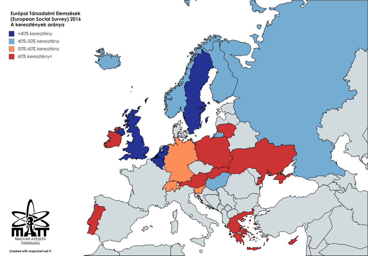 Keresztények aránya Európában
